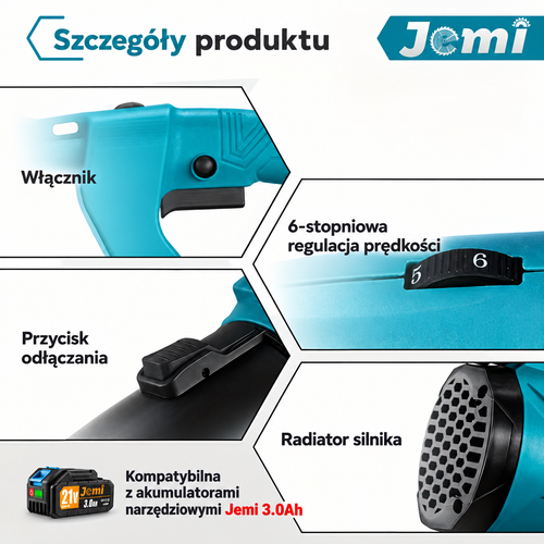 Akumulatorowa dmuchawa do liści Jemi – mocne sprzątanie bez kabli