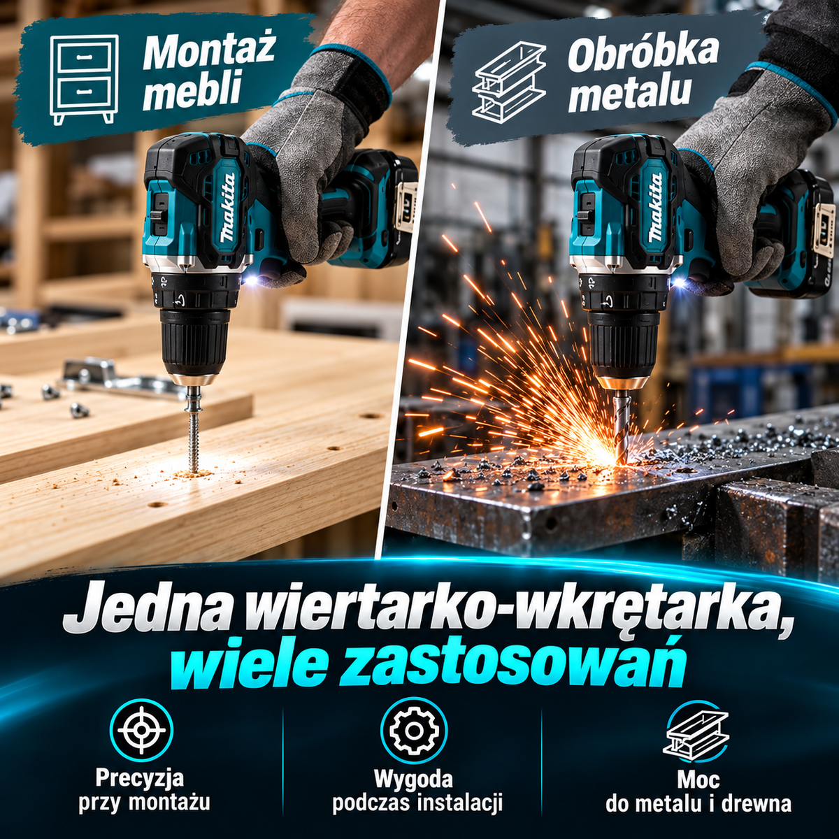 Kompaktowa wiertarko-wkrętarka bezszczotkowa - Makita DDF487 18V LXT